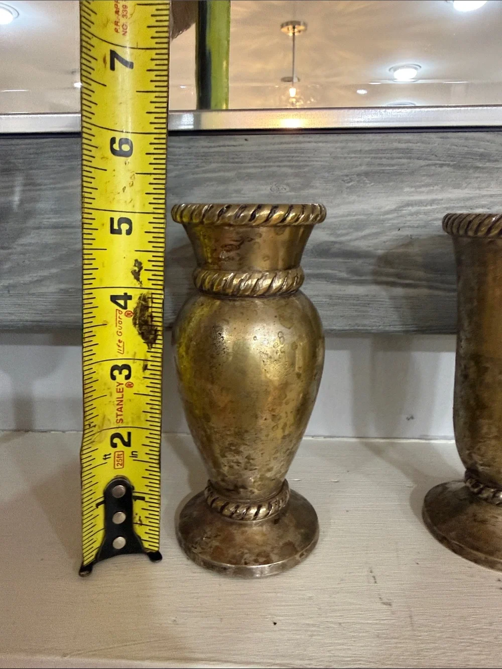 Pottery Barn Antique Brass-Tone Decorative Vase Set